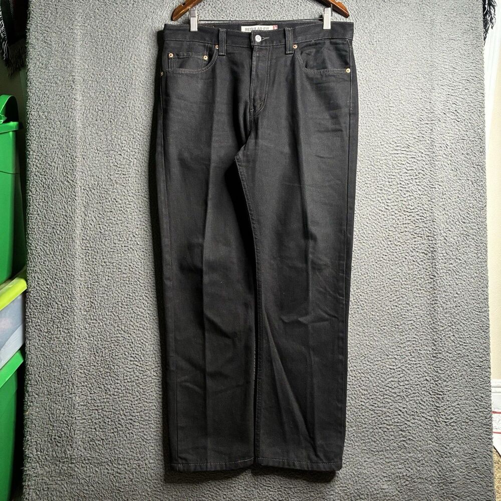 Vintage Levis 505 Regular Fit Jeans Mens 34x30 Black Straight Leg Denim Y2K